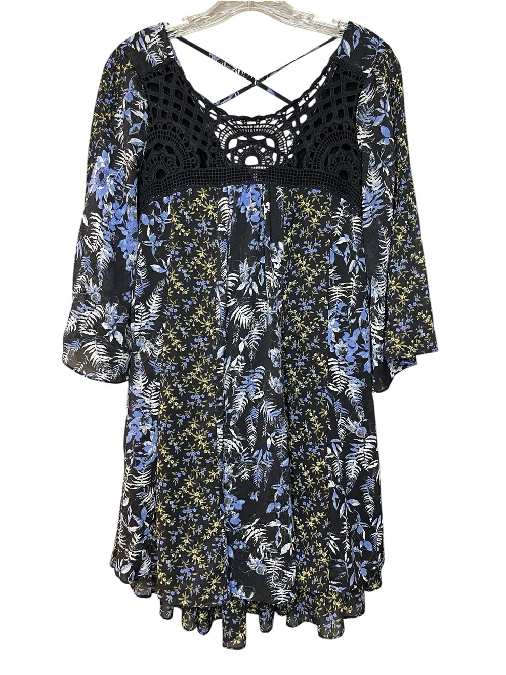 Free People Magic Garden Mini Dress w/Crochet Detail Sz M